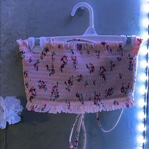 Pink flower swimming suit top